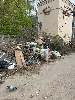 Около детского сада в Иванове расположилась ничейная мусорка